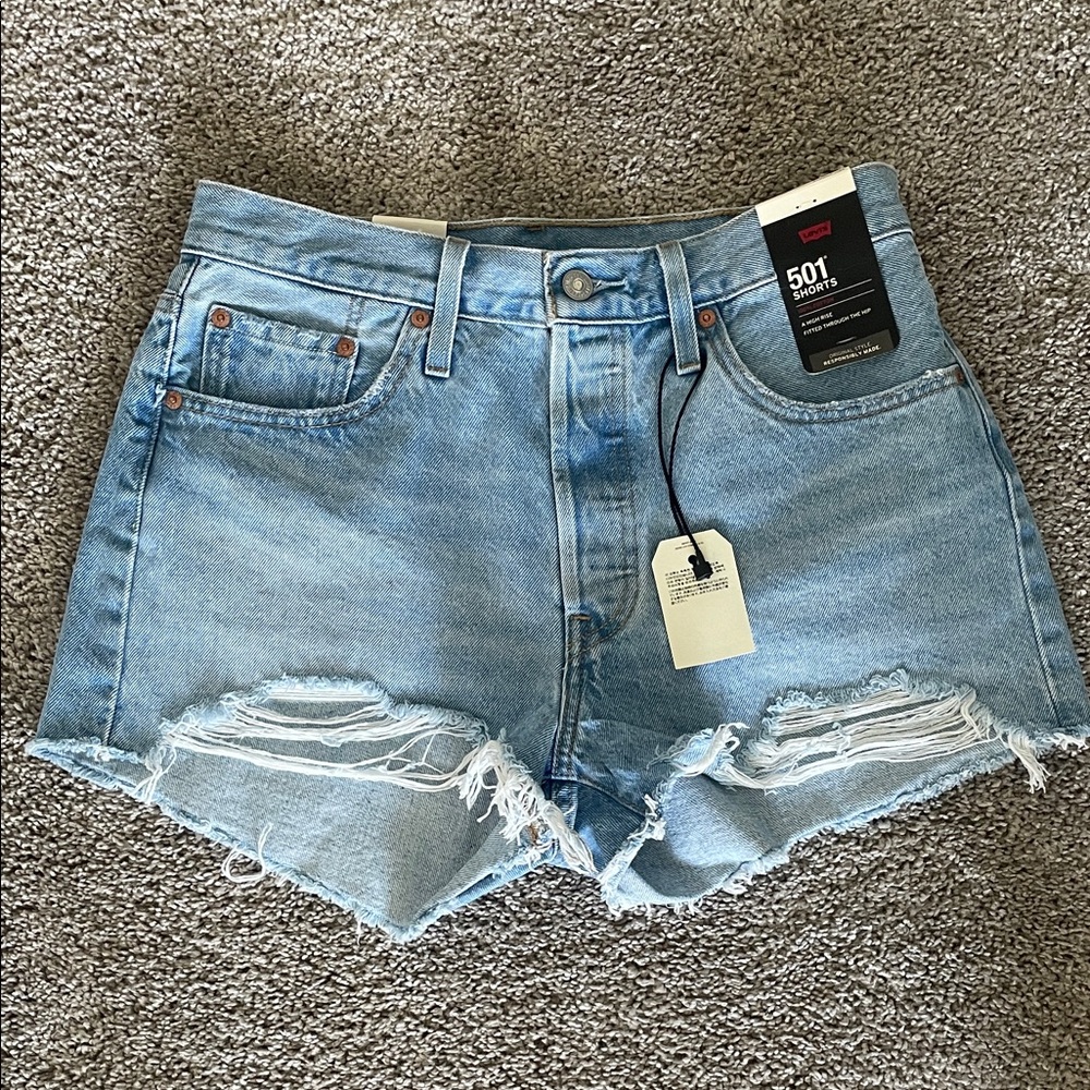 Levi's Light Blue Distressed Jean Shorts